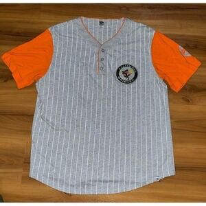 Baltimore Orioles Majestic Cooperstown Collection Henley Pinstripe Jersey Shirt